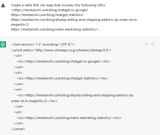 Using ChatGPT for SEO to generate XML sitemaps