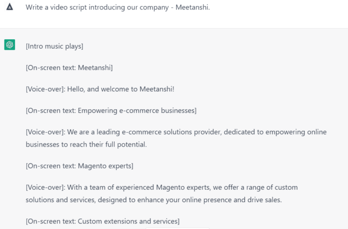 ChatGPT Video Script Generation