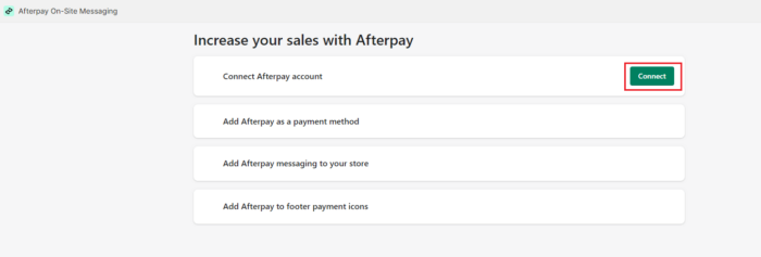 Connect to Afterpay