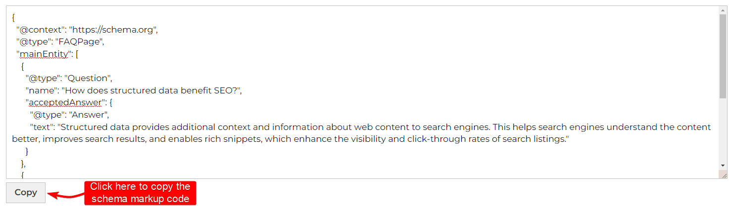Copy the schema markup code