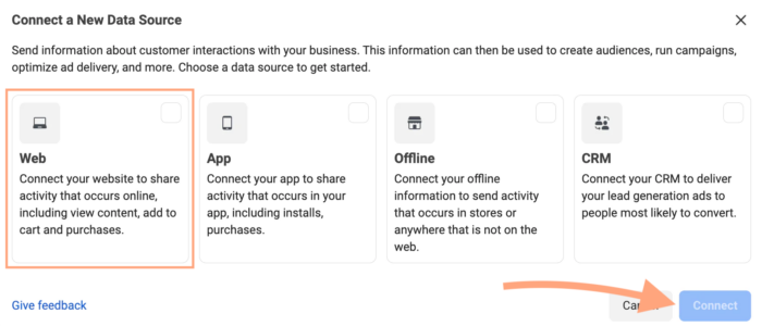 Connect a web source