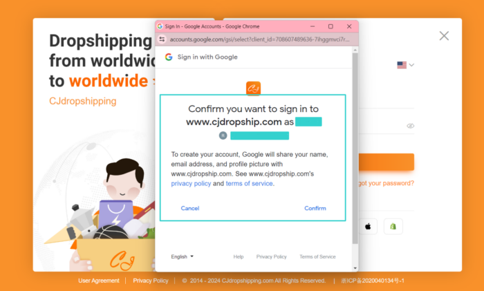 Create your dropshipping account