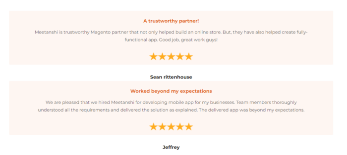 Customer review of e-commerce app development 