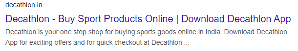 Decathlon - Home page title and meta description