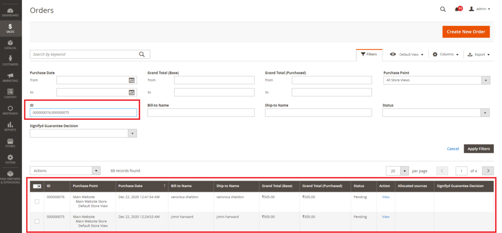 How to Filter Order Grid by Multiple Order IDs in Magento 2 2