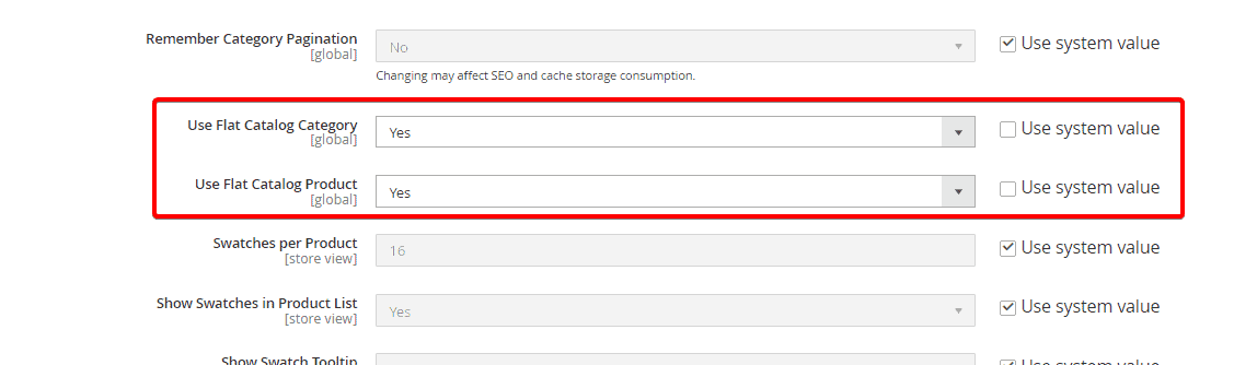 Enable flat catalog to reduce initial server response time in Magento 2