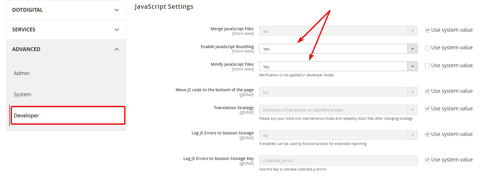 Enable Js Minification and Bundling in Magento 2