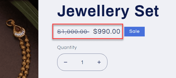 Screenshot of Compare at Price in Shopify Frontend