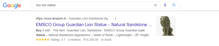 Google rich snippet example - Product Review