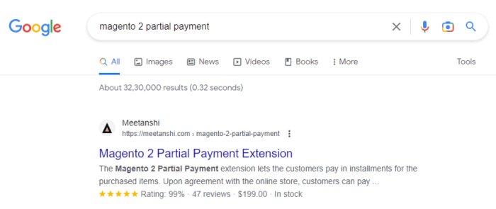 Example of rich snippet on Google