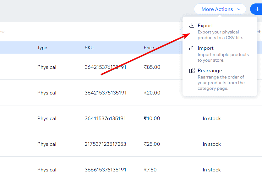 Export data from Wix to Shopify