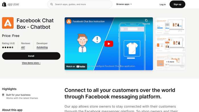 Facebook Chat Box for Shopify