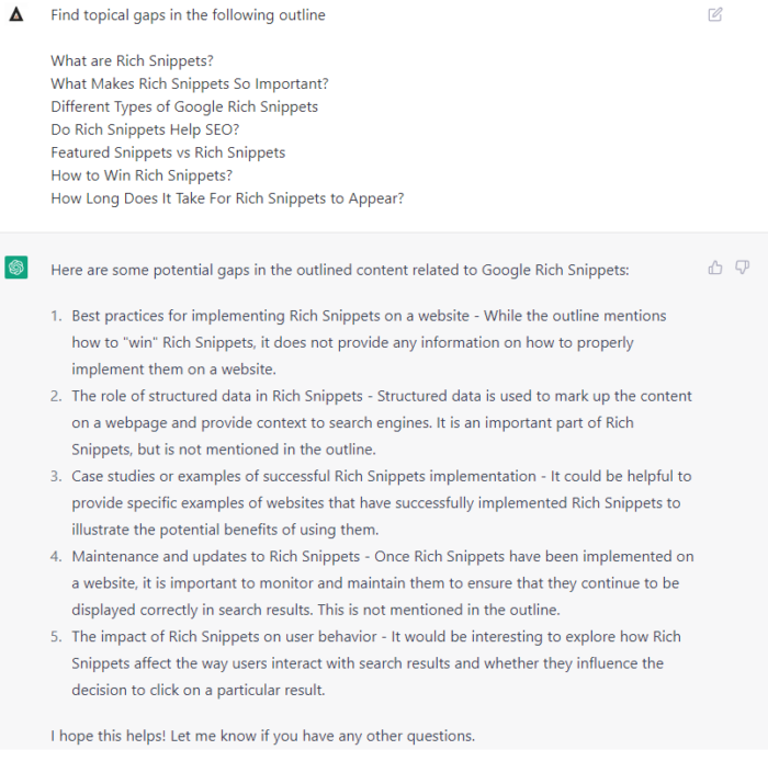 Find Topical Gaps in Content using ChatGPT