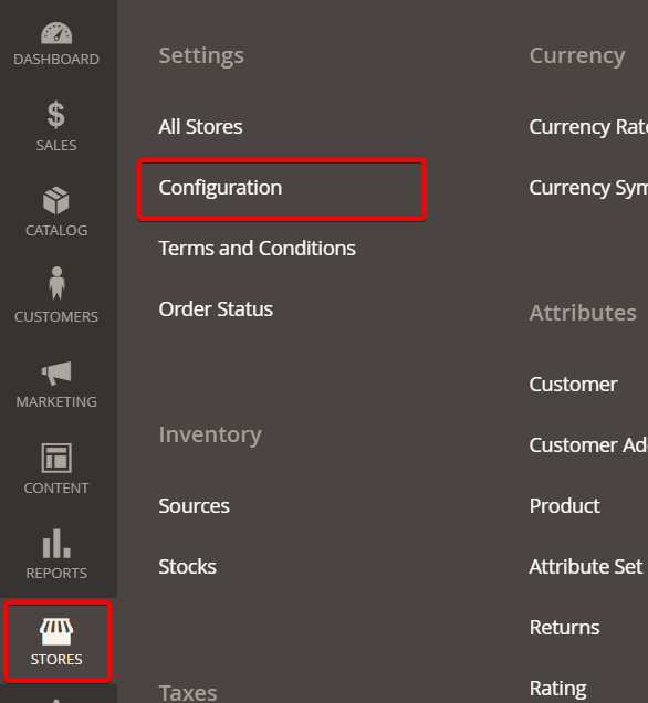 Stores > Configuration in Magento 2 