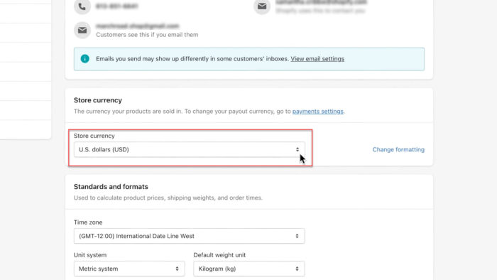 Set up store currency in Magento 2 to set up Shopify Payments