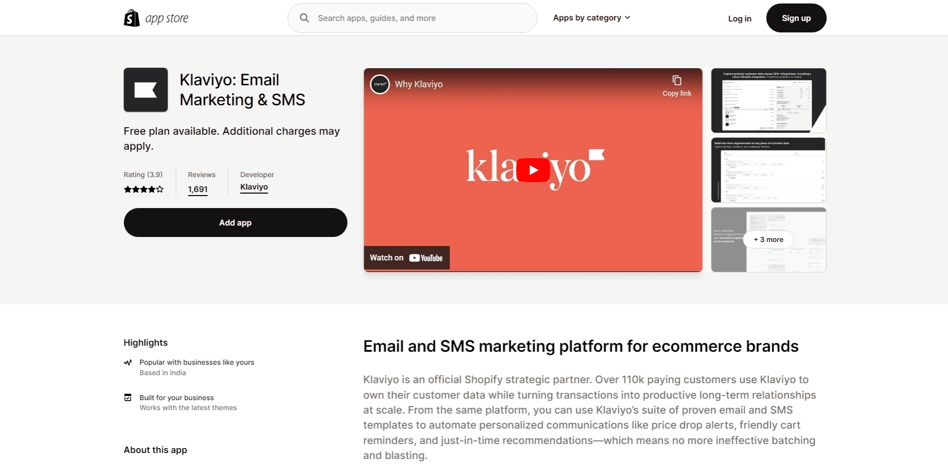 Klaviyo Email & SMS Marketing - best shopify app for marketing