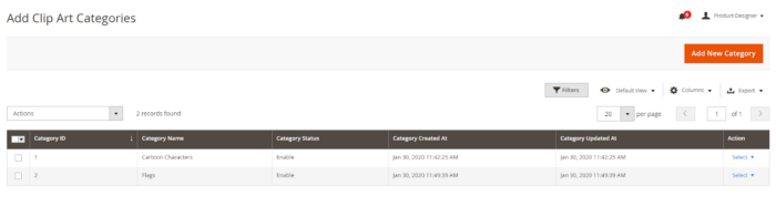 Manage Clip Art Categories in Magento 2 Product Designer