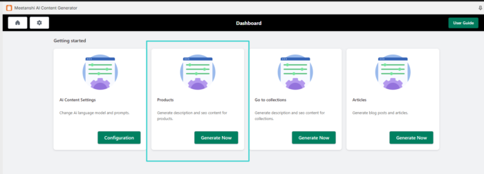 Meetanshi AI content generator products 