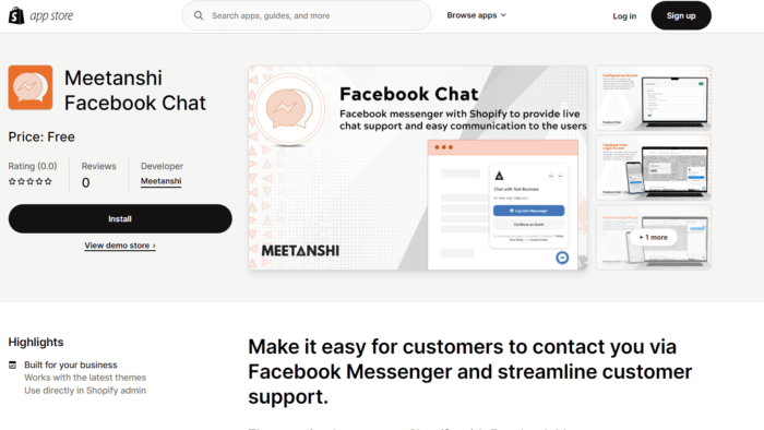 Meetanshi Facebook Chat - Best FB Chat App for Shopify