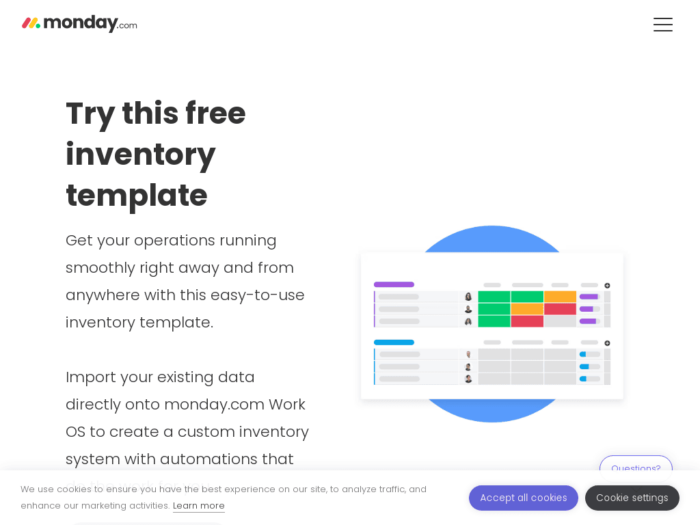 Monday.com Inventory management templates