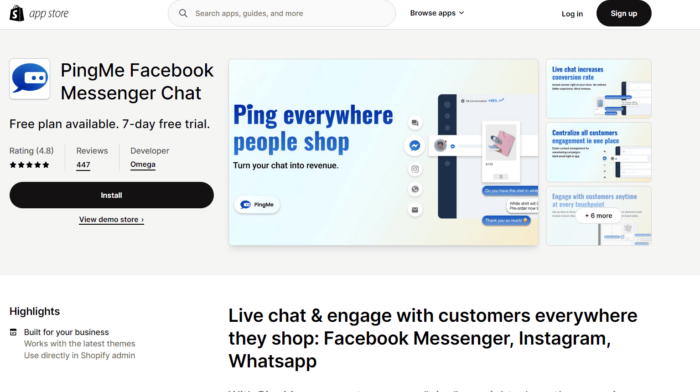 PingMe Facebook Messenger Chat