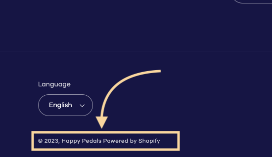 Shopify store footer with a powered by Shopify message