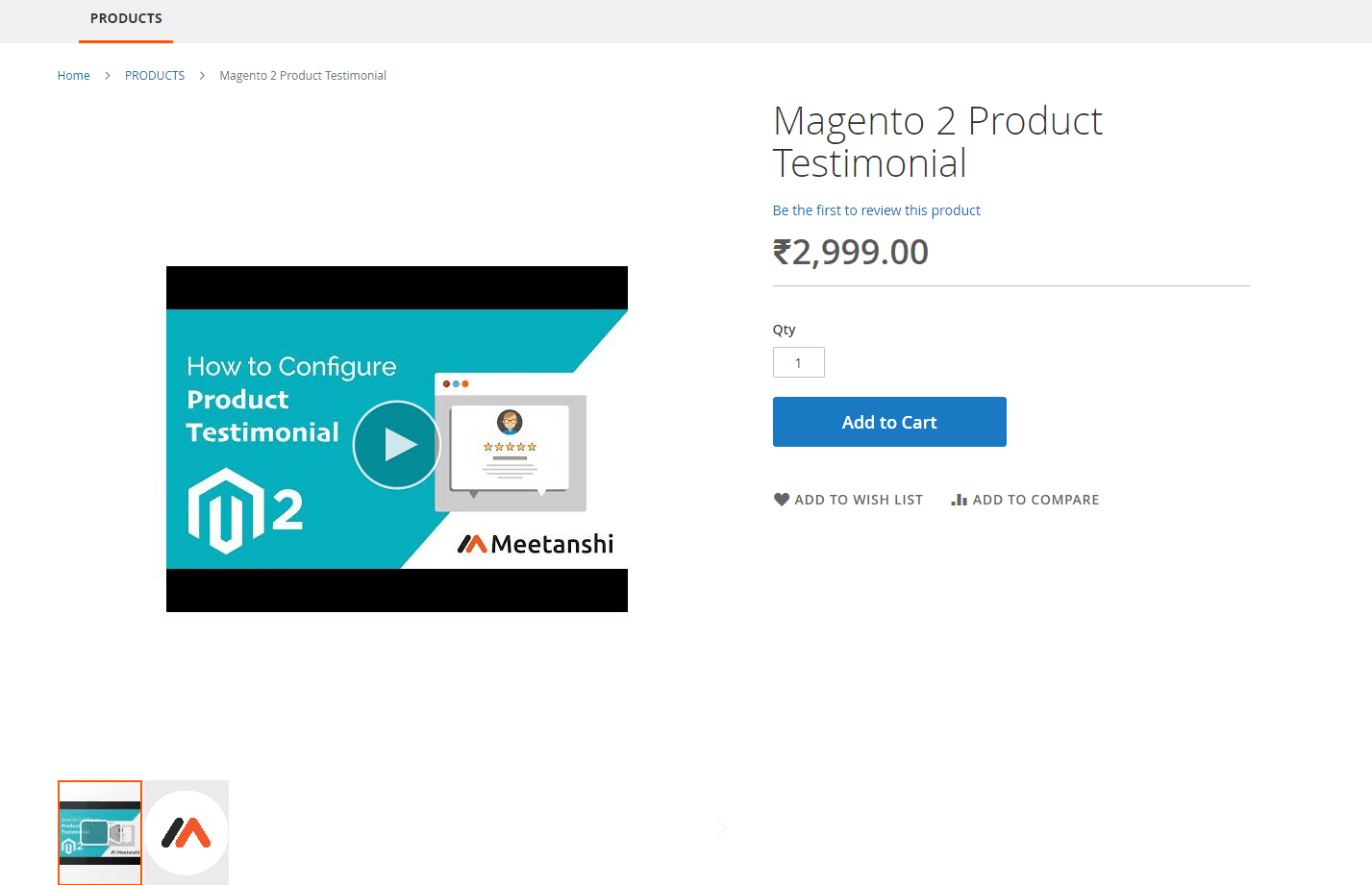 Product video in Magento 2 store product page