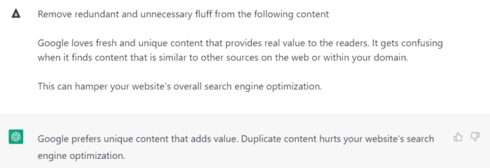 Remove Fluff from Copy Using ChatGPT