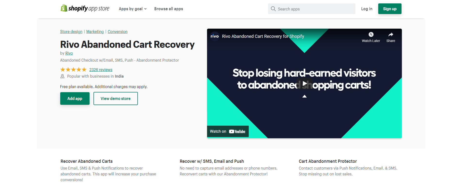 Rivo Abandoned Cart Recovery - Shopify App Store