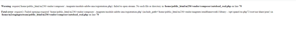 Solved: failed to open stream: No such file or directory in composer autoload_real.php in Magento 2