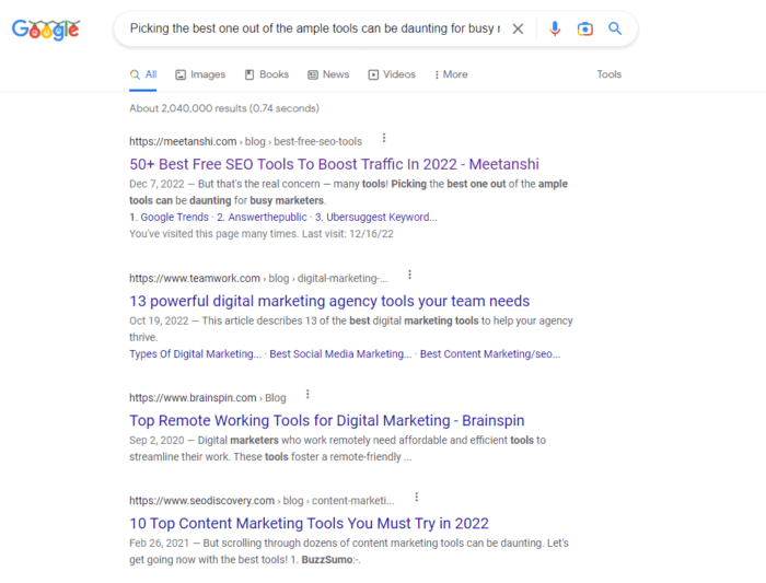 Chrome SEO Bookmarklet to Search for Selected Text in Google