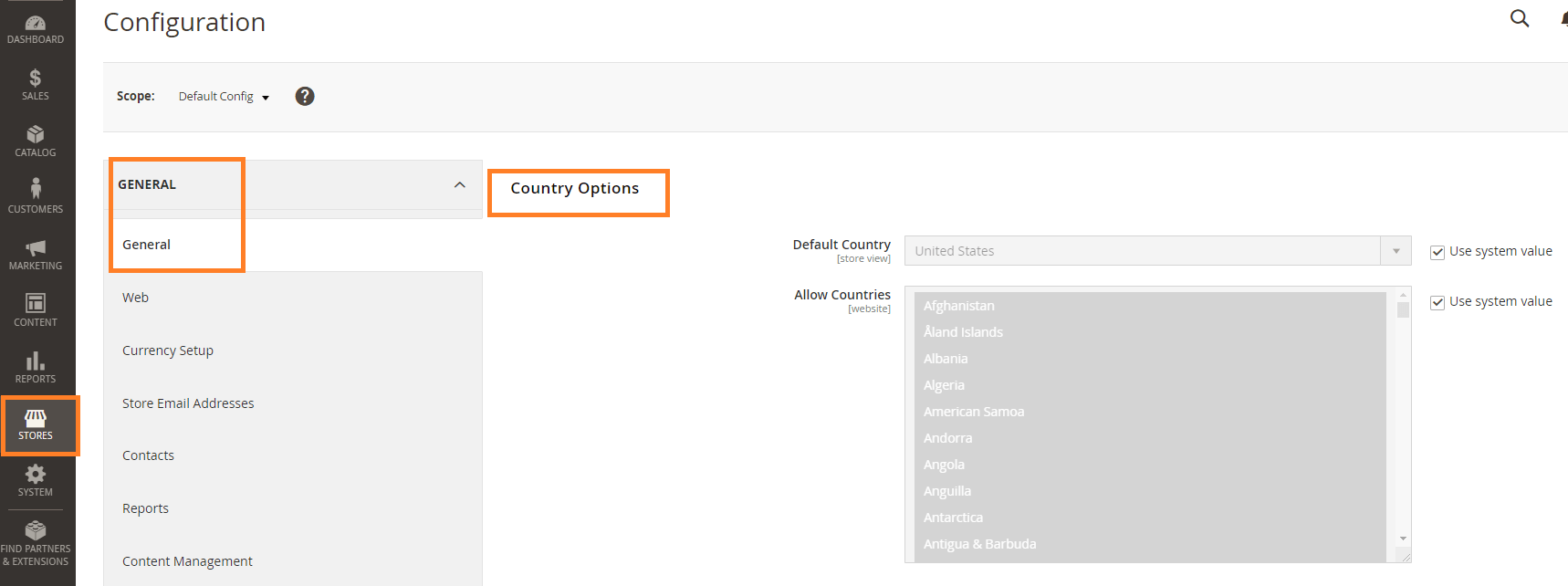 Select countries