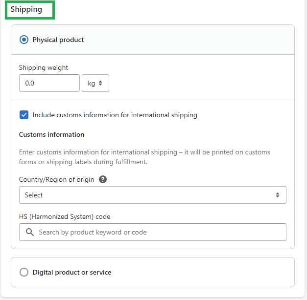 Add shipping details of your product on Shopify