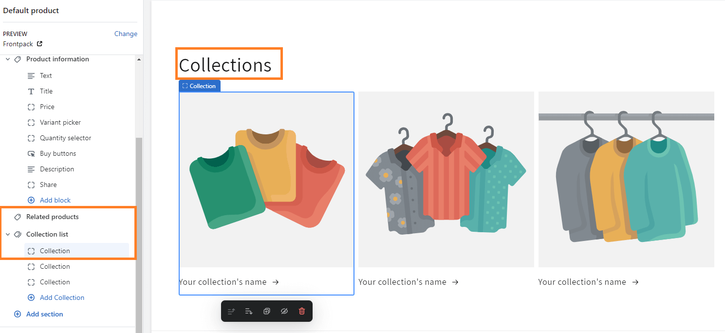 Edit homepage in Shopify - Collection