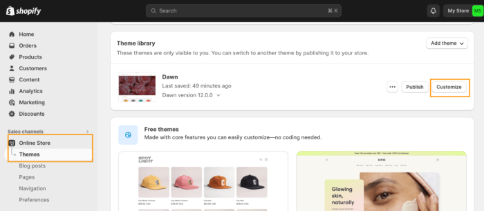 Head to Shopify themes