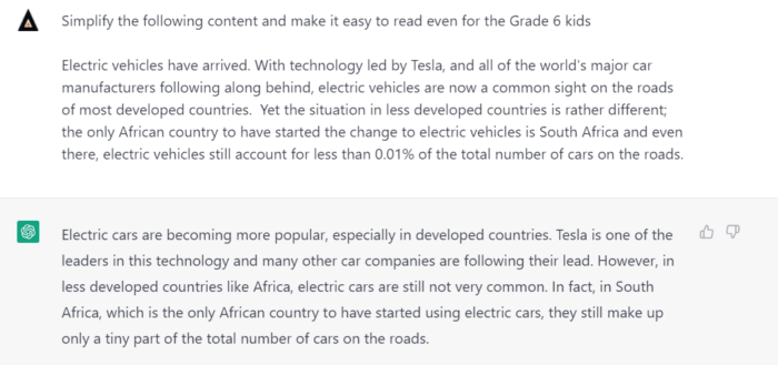 Using ChatGPT for Content to Simplify