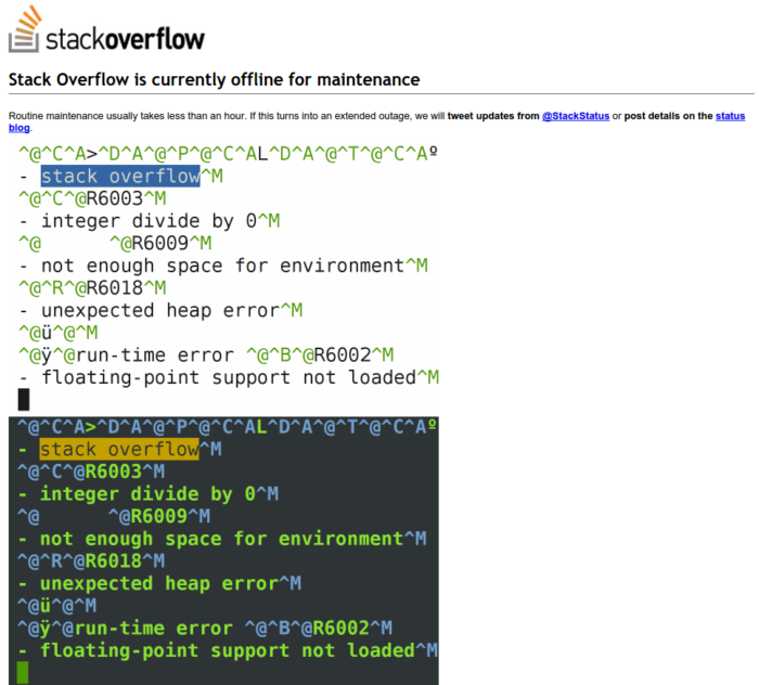 Stack Overflow Maintenance Page - maintenance mode examples