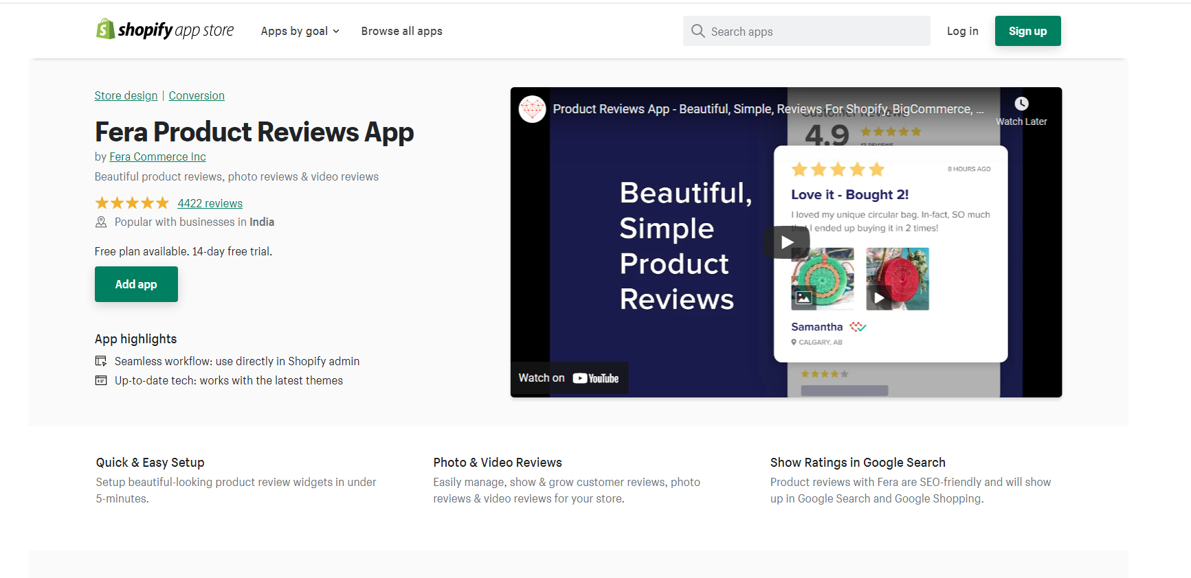 Fera Product Reviews App - Shopify App for Traffic