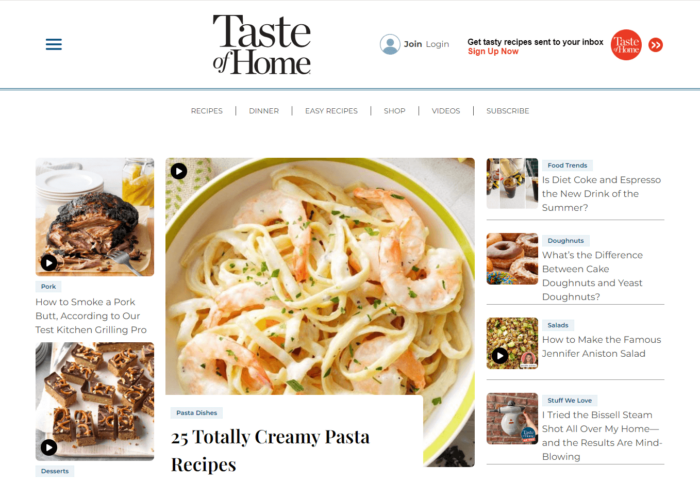 Taste of Home - Food brand using Shopify 