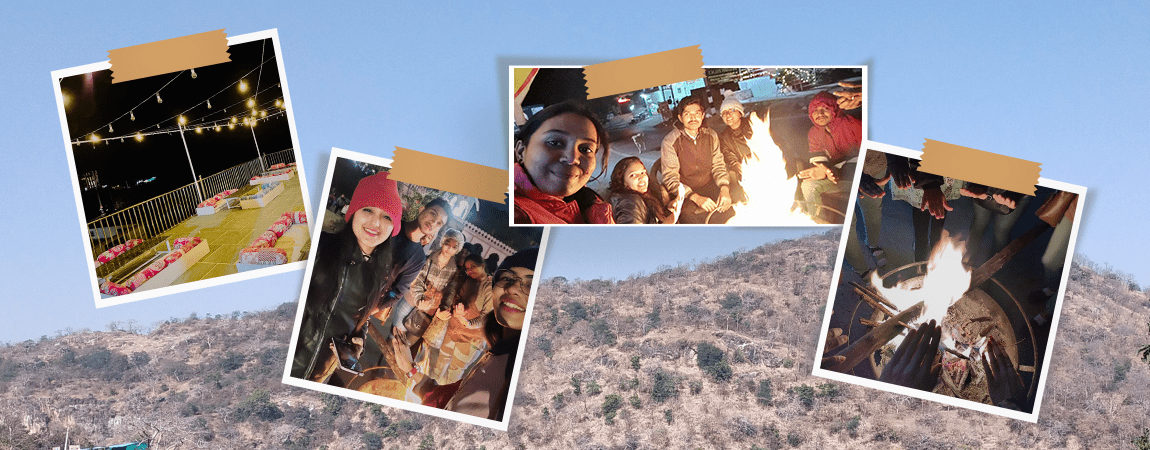 Team Meetanshi Enjoying Bonfire at Night in Rajasthan