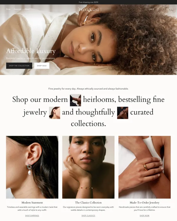 Broadcast - best shopify themes for jewelry