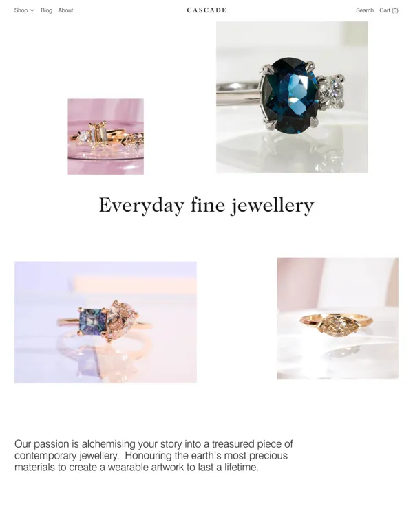 Cascade - best Shopify theme for Jewelry store