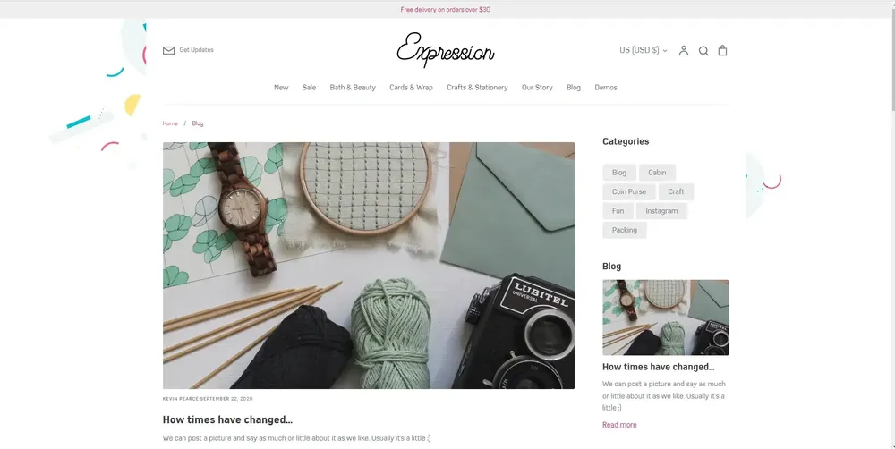 Expression - best shopify theme for blogging