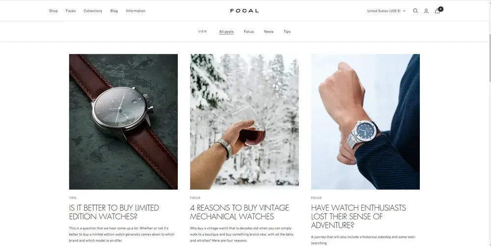 Focal - blog shopify theme