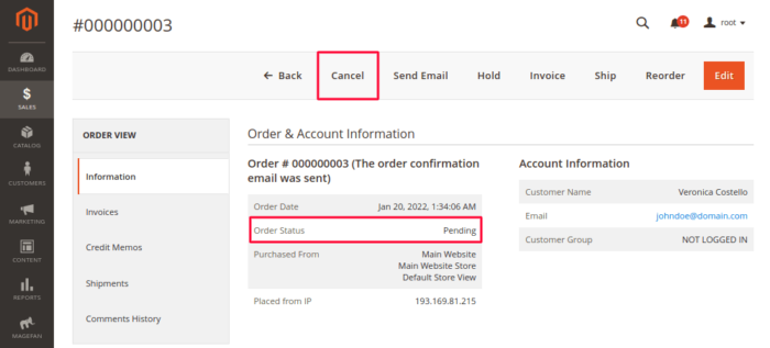 How to Cancel Order in Magento 2
