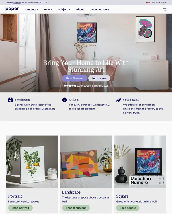 Paper - home decor shopify theme