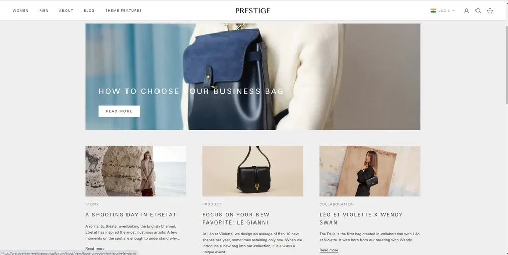 Prestige - shopify blog themes