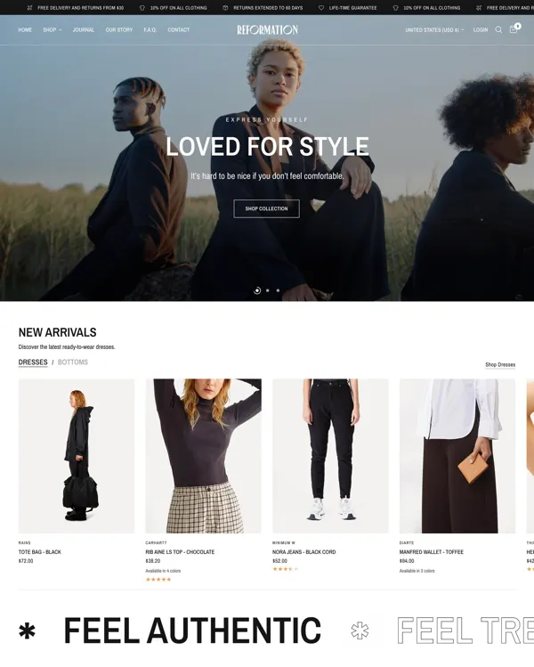 Reformation - large catalog Shopify theme