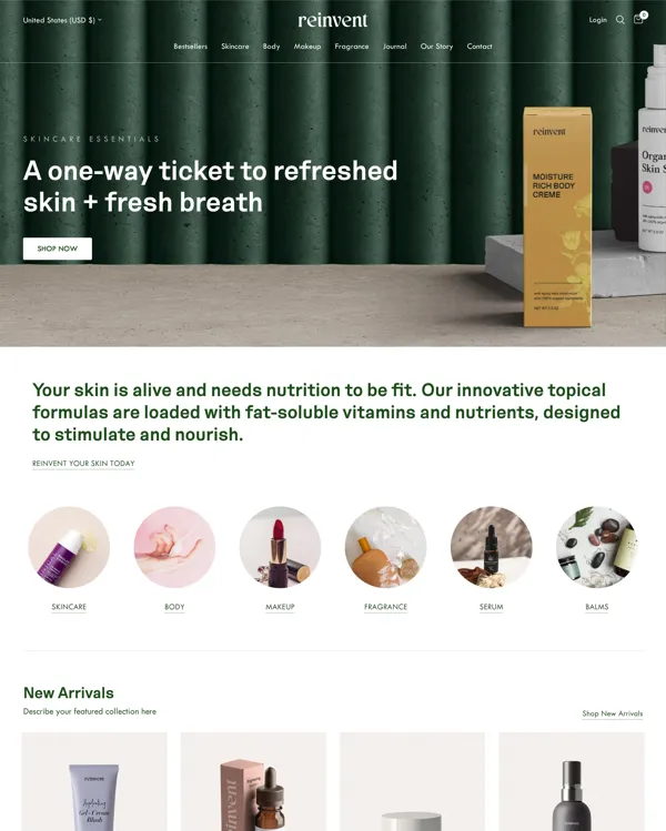 Reformation - best shopify themes for cosmetics