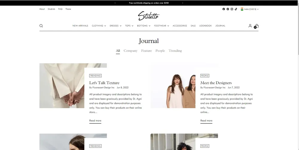 Stiletto - shopify blog theme